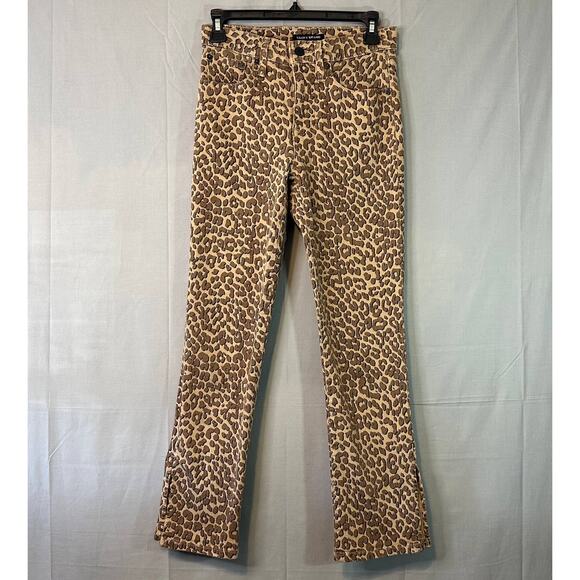 Lucky Brand Jeans 25 Leopard Print Brown High Rise Straight Bridgette Ankle - Picture 1 of 13